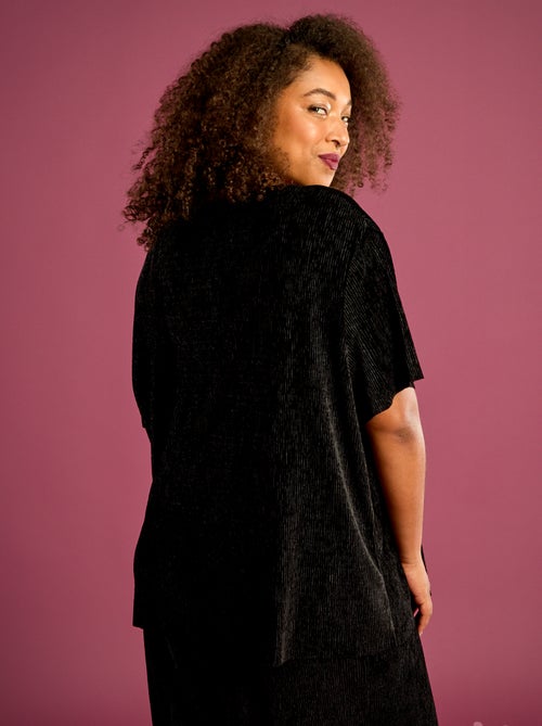 T-shirt de veludo cotelê com mangas curtas - Kiabi