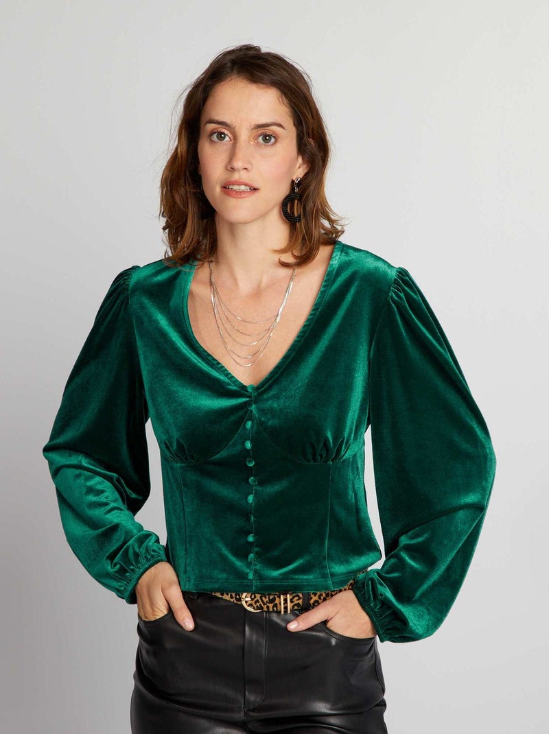 T-shirt de veludo VERDE - Kiabi
