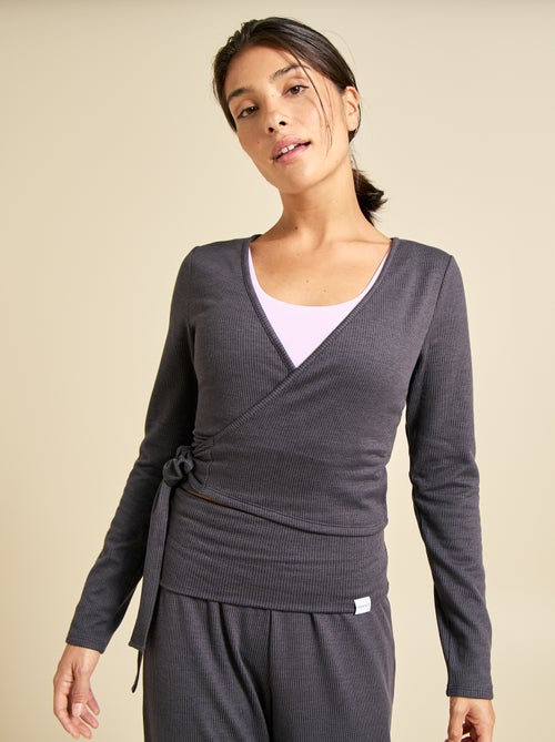T-shirt de yoga cruzado de manga comprida (ekstract) - Kiabi