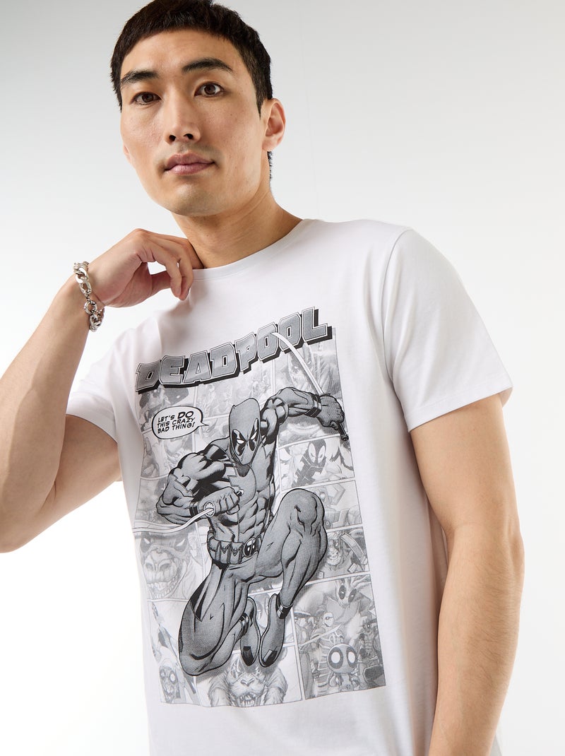 T-shirt 'Deadpool' 'Marvel' de manga curta Branco - Kiabi
