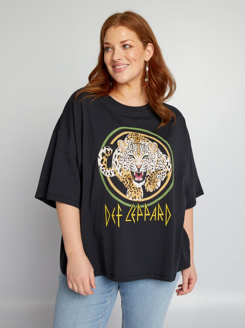 T-shirt 'Def Leppard' de gola redonda AZUL - Kiabi