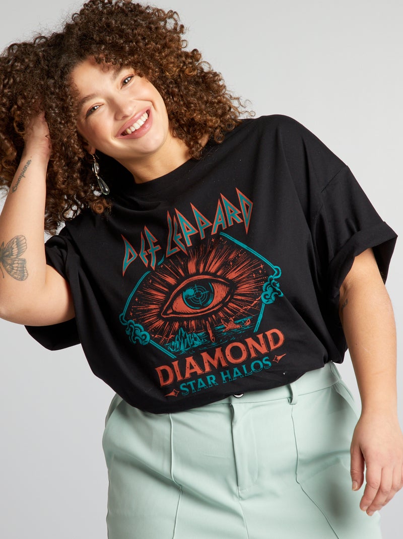 T-shirt 'Def Leppard' de gola redonda Preto - Kiabi