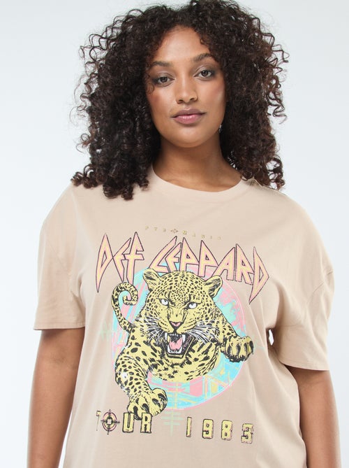 T-shirt 'Def Leppard' estampado frente e verso de manga curta - Kiabi