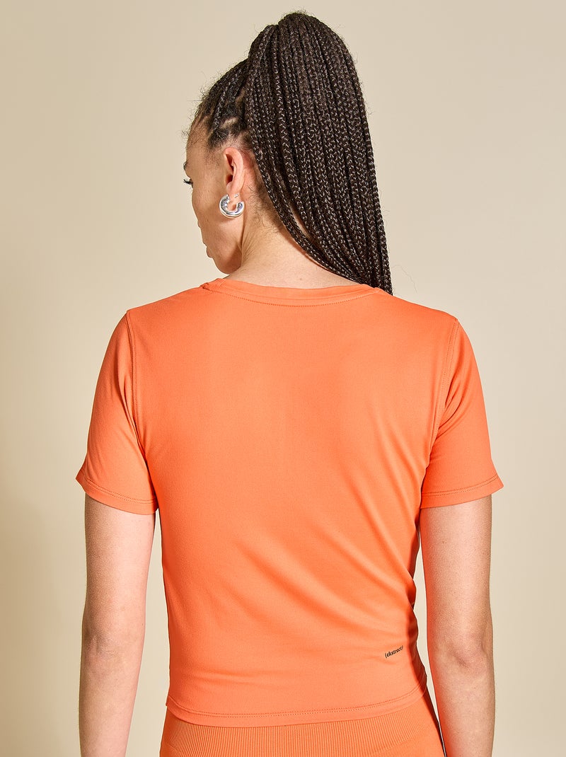 T-shirt desportiva franzida - (ekstract) Laranja - Kiabi