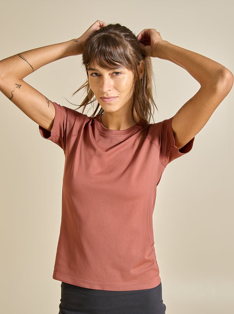 T-shirt desportivo efeito segunda pele - (ekstract) Castanho - Kiabi