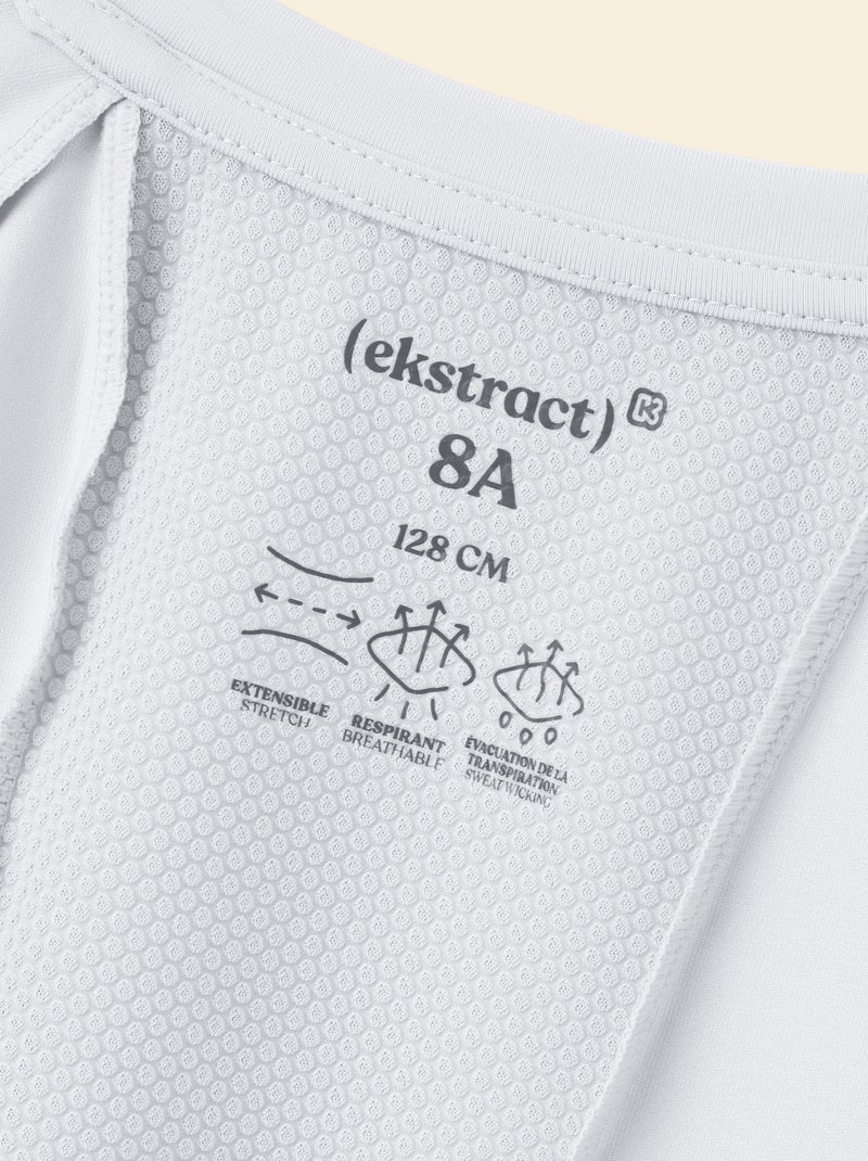 T-shirt desportivo fluido de mangas curtas (Ekstract) Branco - Kiabi