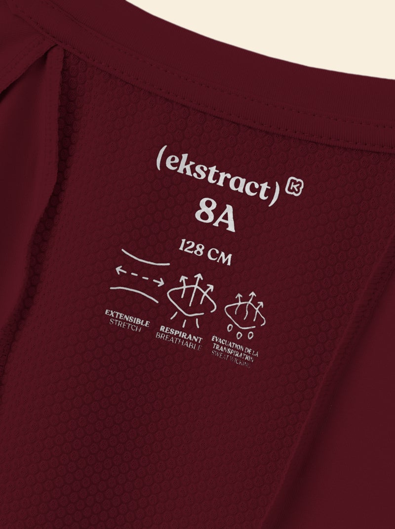 T-shirt desportivo fluido de mangas curtas (Ekstract) Vermelho - Kiabi