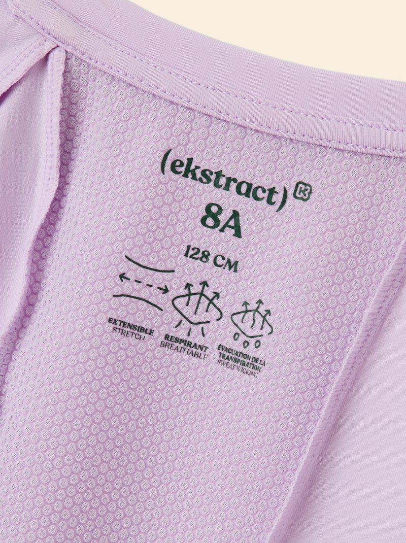 T-shirt desportivo fluido de mangas curtas (Ekstract) Violeta - Kiabi