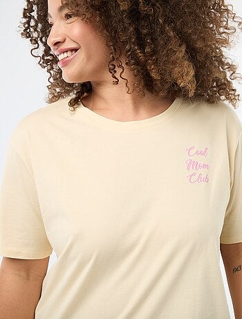 T-shirt 'Dia da Mãe' estampado manga curta