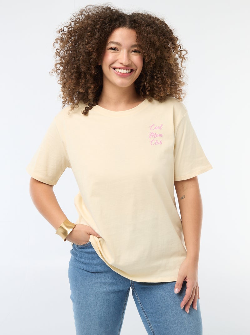 T-shirt 'Dia da Mãe' estampado manga curta Amarelo - Kiabi