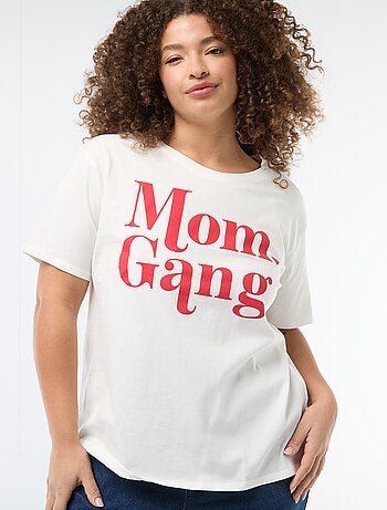 T-shirt 'Dia da Mãe' estampado manga curta