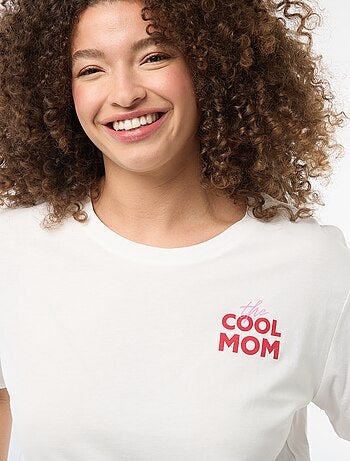 T-shirt 'Dia da Mãe' estampado manga curta