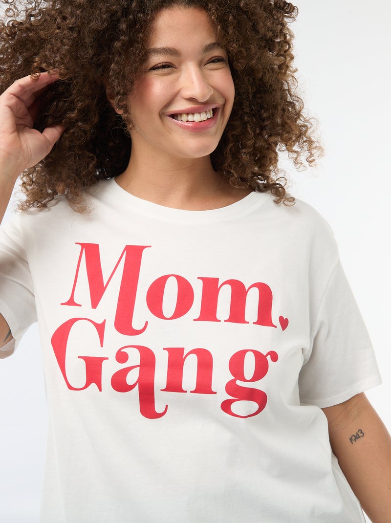T-shirt 'Dia da Mãe' estampado manga curta Branco - Kiabi