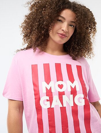 T-shirt 'Dia da Mãe' estampado manga curta