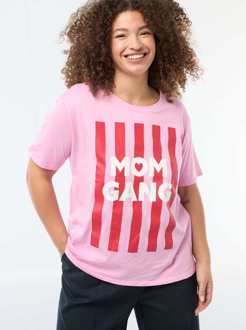 T-shirt 'Dia da Mãe' estampado manga curta Rosa - Kiabi