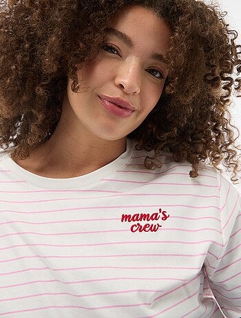 T-shirt 'Dia da Mãe' estampado manga curta