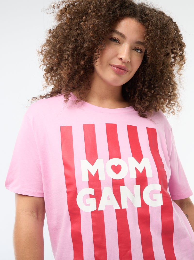 T-shirt 'Dia da Mãe' estampado manga curta Rosa - Kiabi