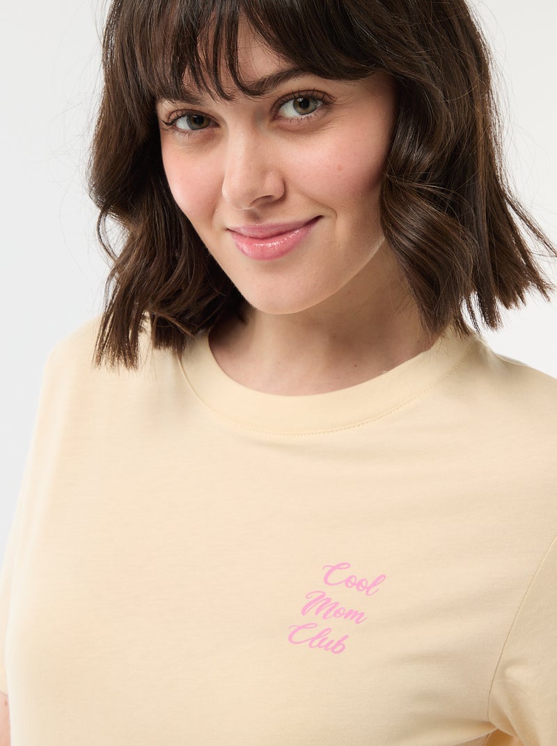 T-shirt 'Dia da Mãe' manga curta Amarelo - Kiabi