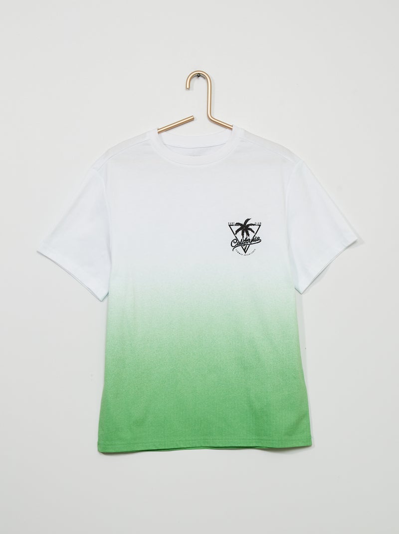 T-shirt dip dye com bordado frontal VERDE - Kiabi