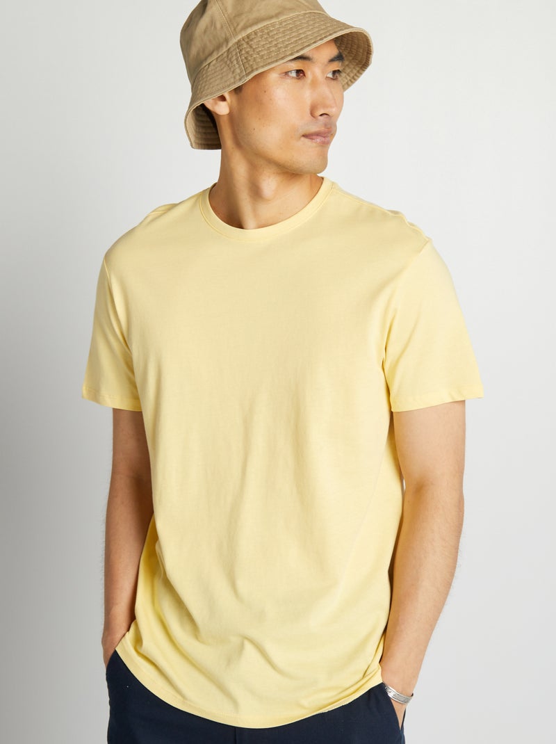 T-shirt direita em jersey lisa AMARELO - Kiabi