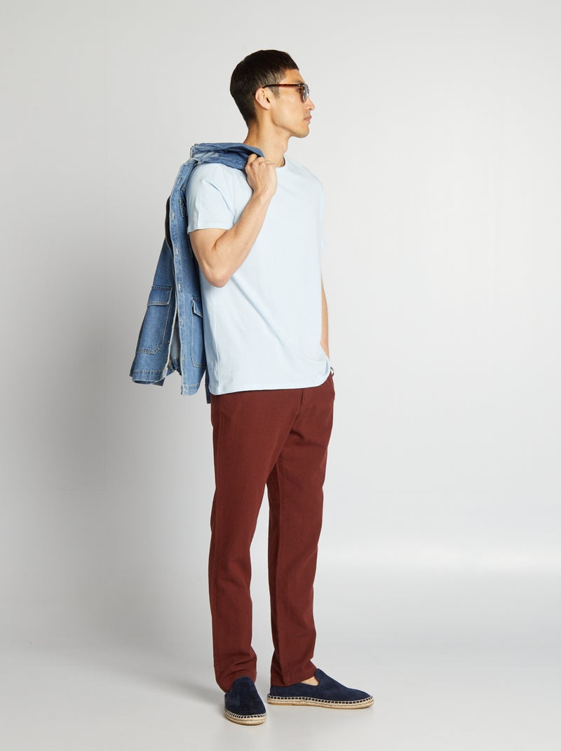 T-shirt direita em jersey lisa AZUL - Kiabi