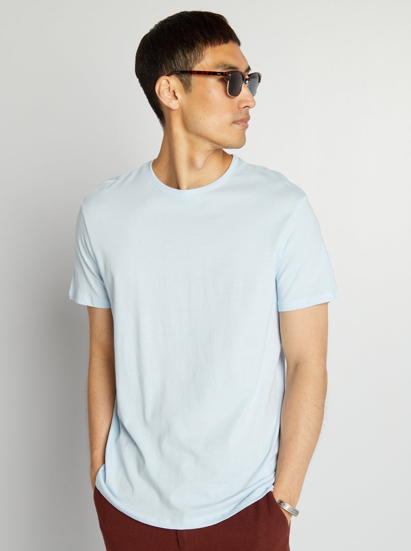 T-shirt direita em jersey lisa AZUL - Kiabi