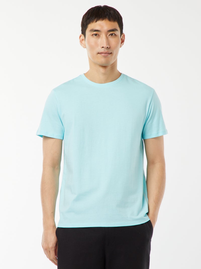 T-shirt direita em jersey lisa Azul - Kiabi