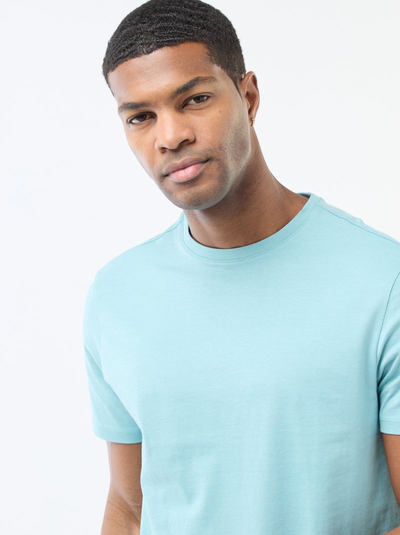 T-shirt direita em jersey lisa Azul - Kiabi