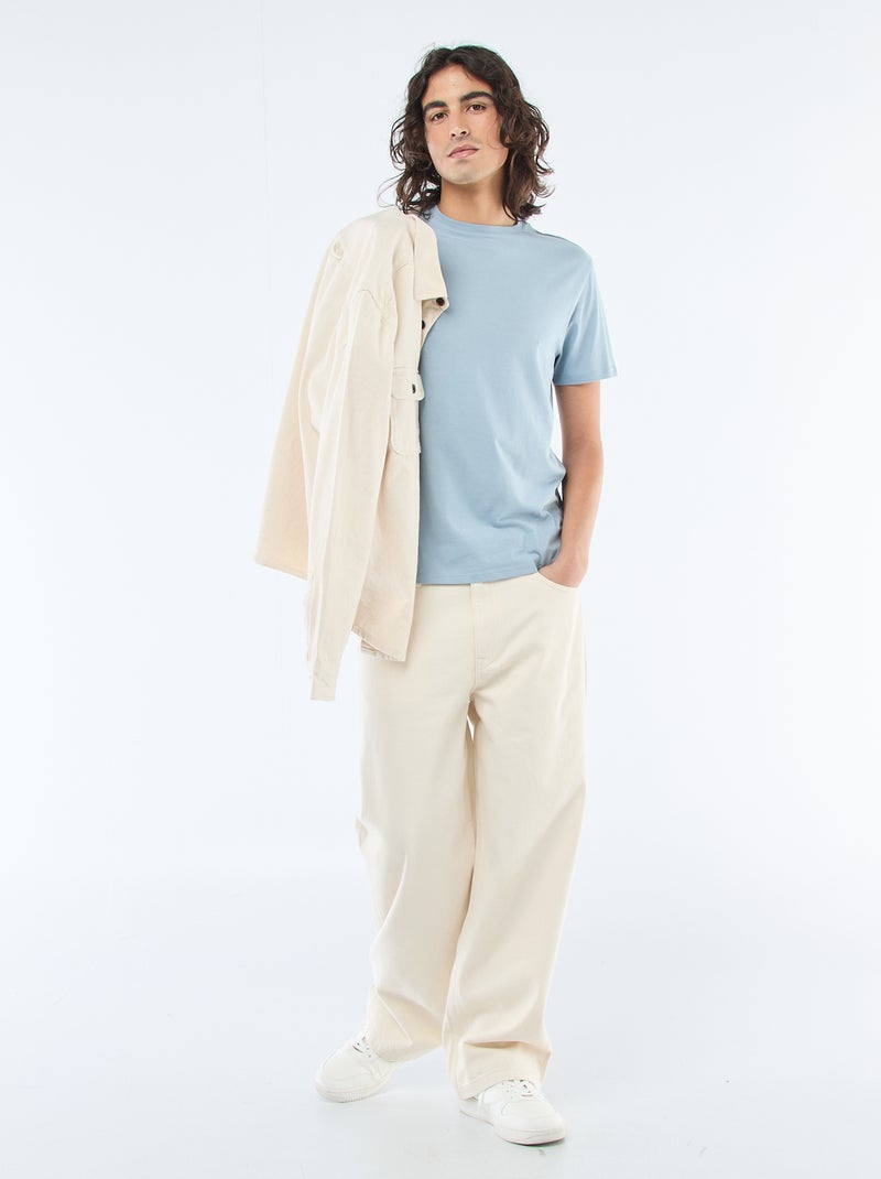 T-shirt direita em jersey lisa Azul - Kiabi
