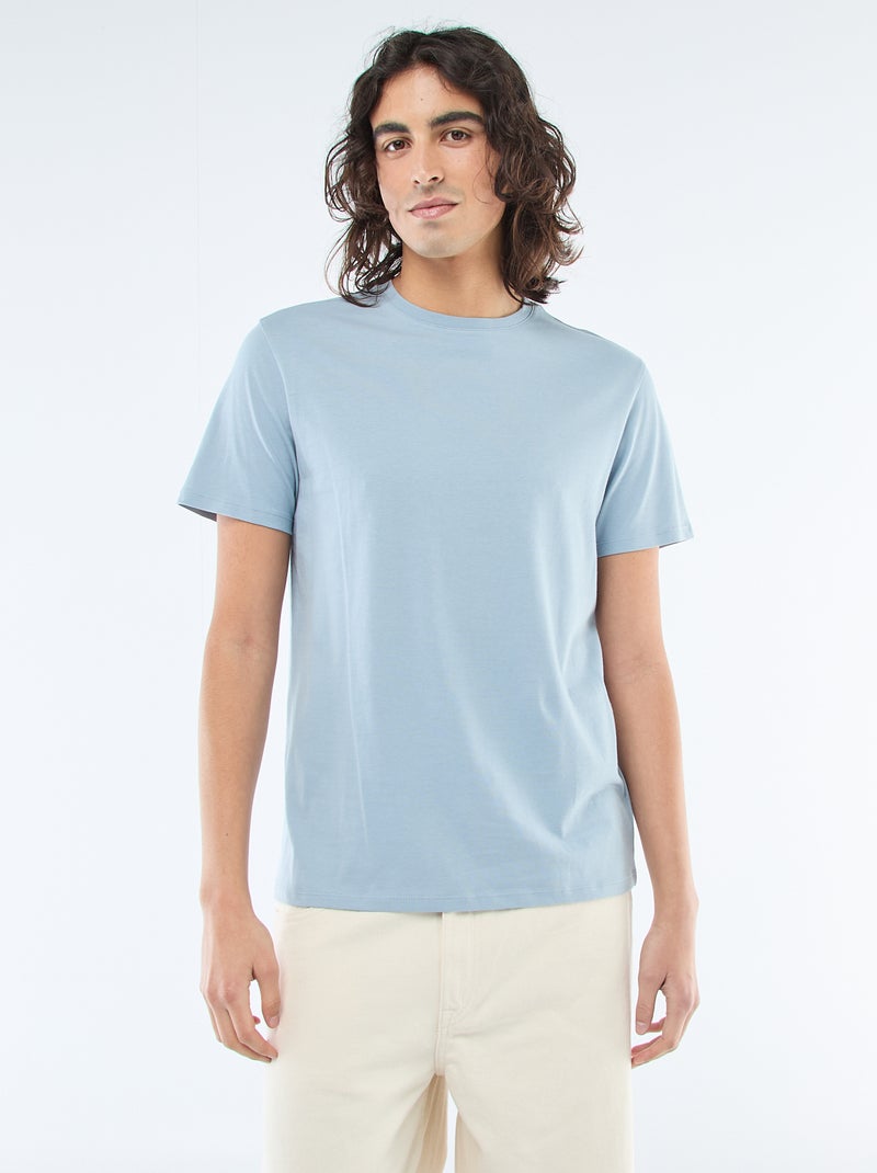 T-shirt direita em jersey lisa Azul - Kiabi
