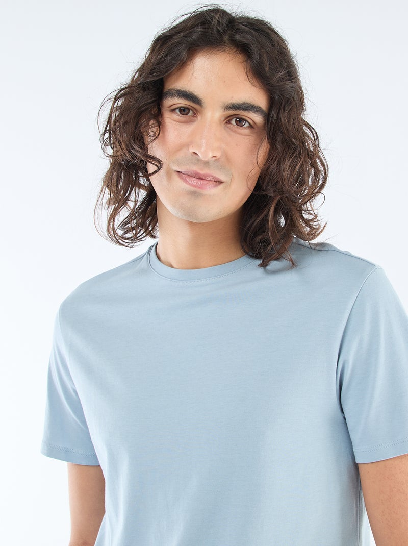 T-shirt direita em jersey lisa Azul - Kiabi