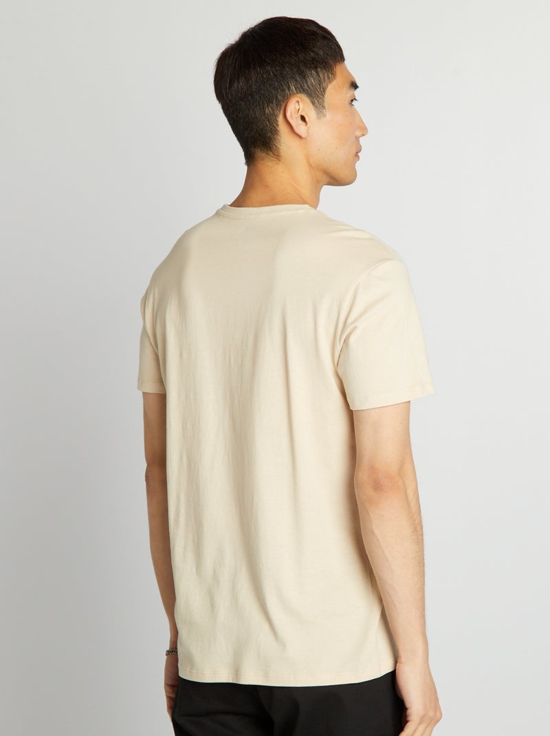 T-shirt direita em jersey lisa bege - Kiabi