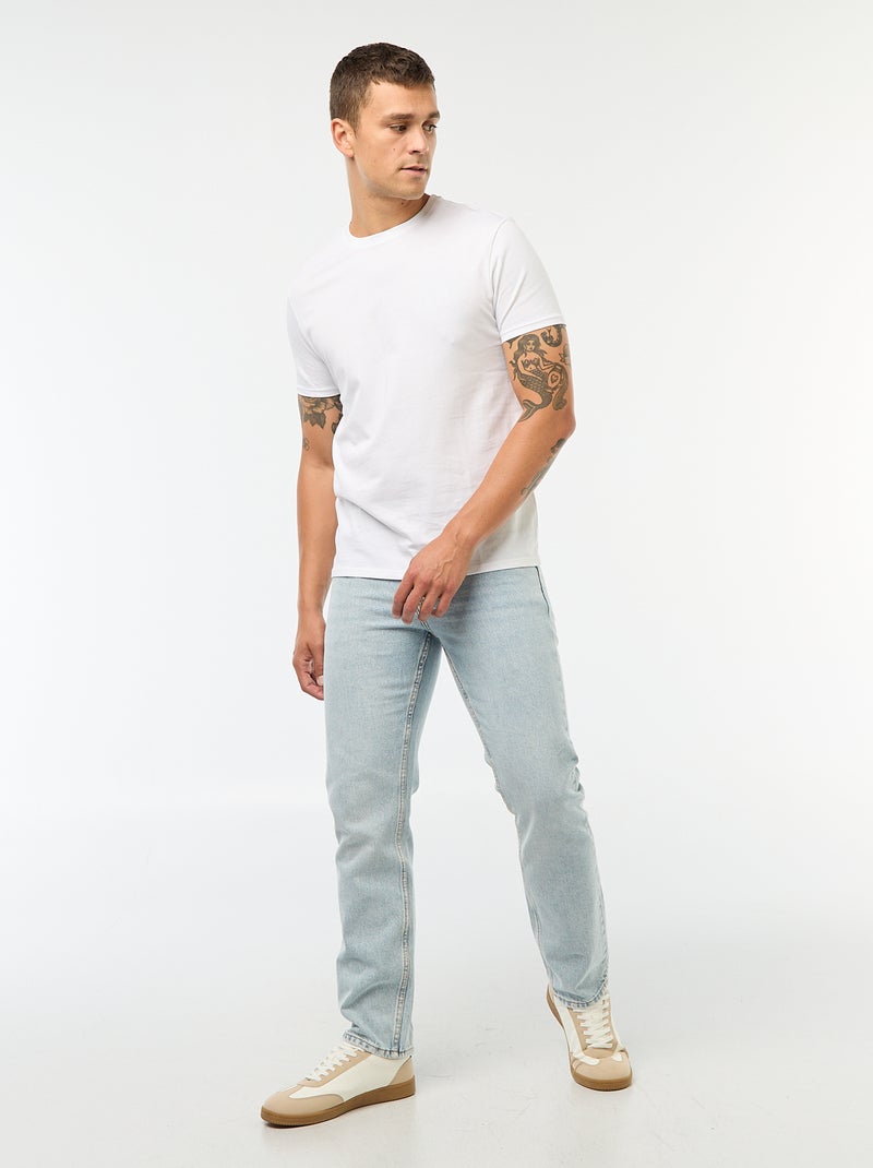 T-shirt direita em jersey lisa Branco - Kiabi