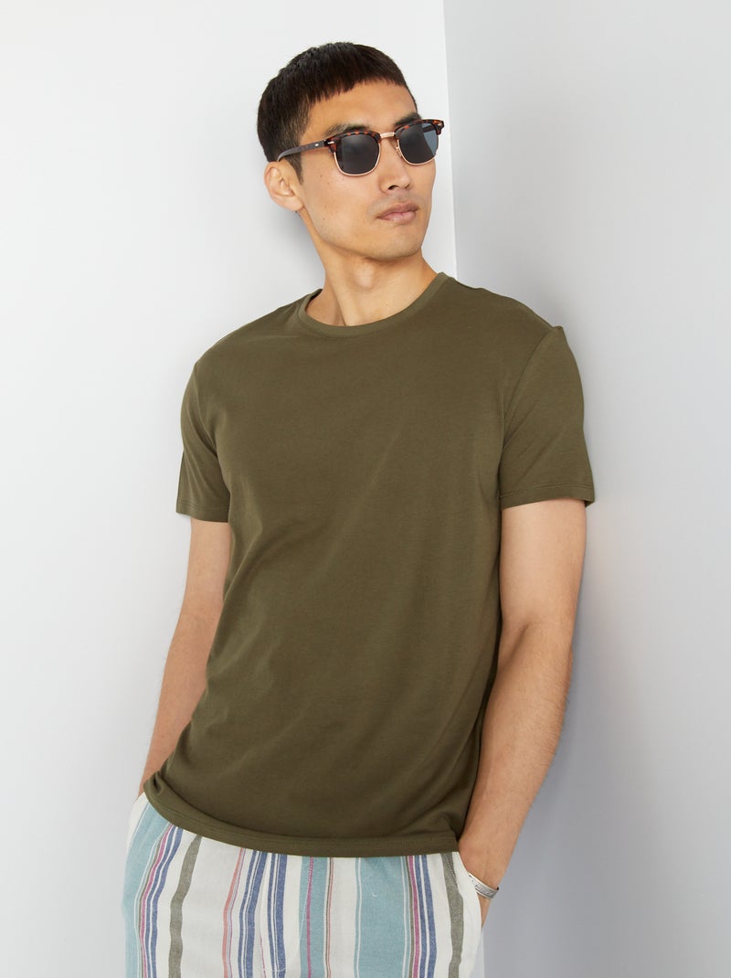 T-shirt direita em jersey lisa CAQUI - Kiabi