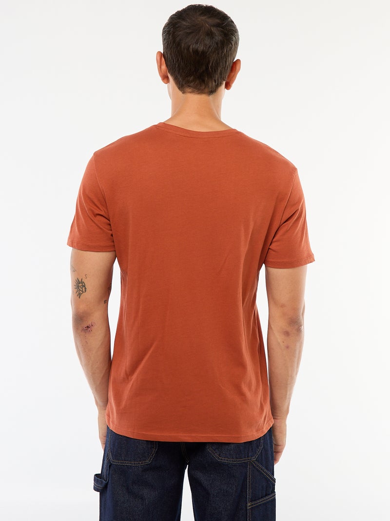 T-shirt direita em jersey lisa Castanho - Kiabi