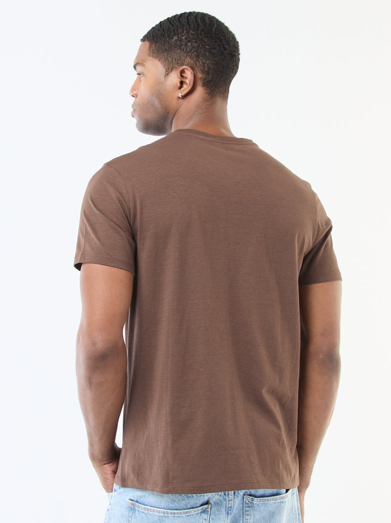 T-shirt direita em jersey lisa Castanho - Kiabi