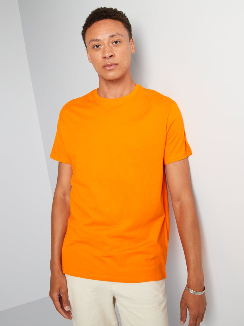 T-shirt direita em jersey lisa Laranja - Kiabi