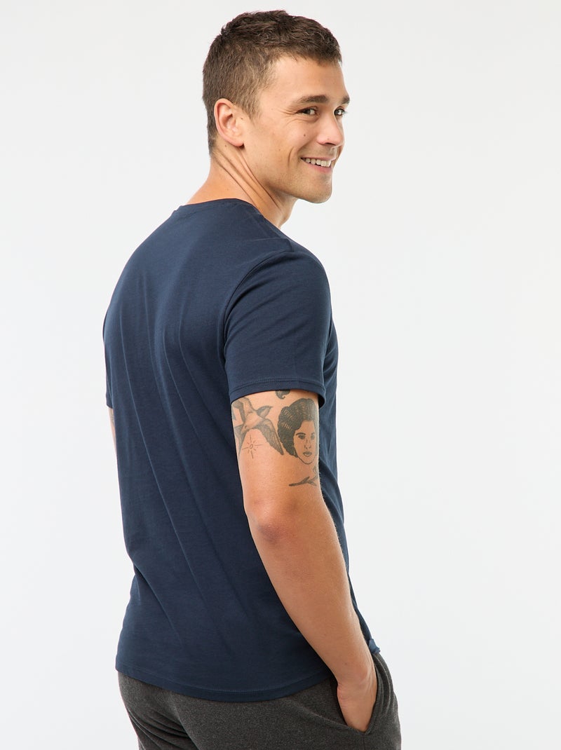 T-shirt direita em jersey lisa marinho - Kiabi