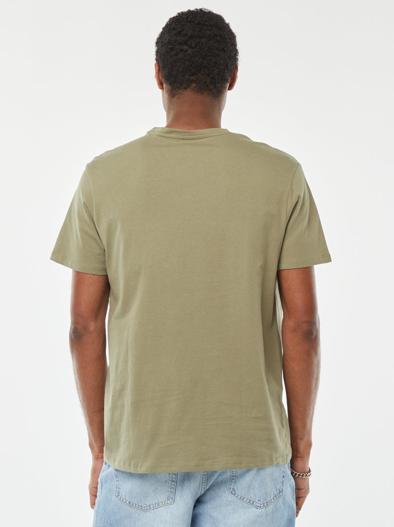 T-shirt direita em jersey lisa Verde Lichene - Kiabi