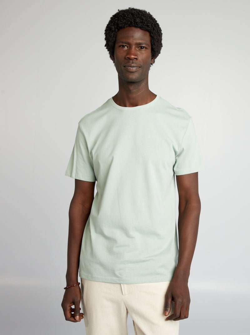 T-shirt direita em jersey lisa VERDE - Kiabi