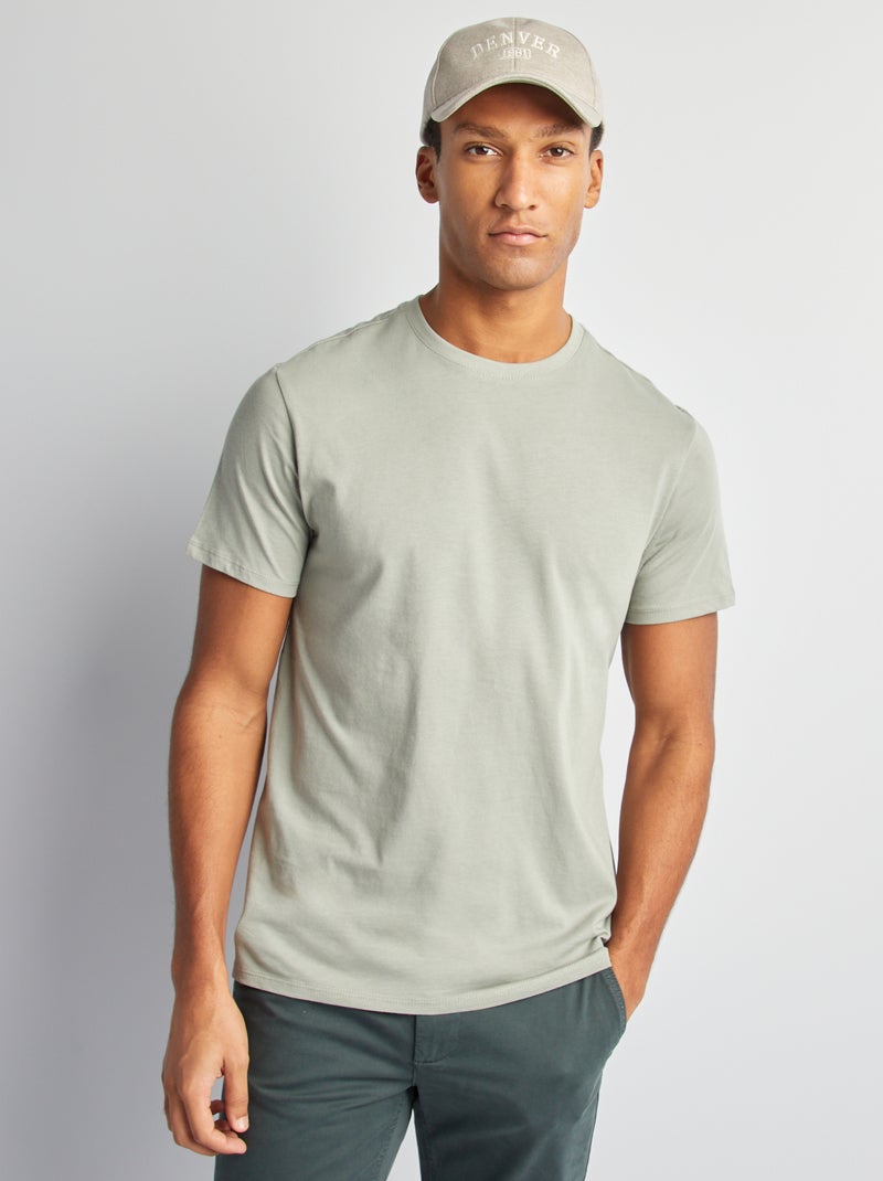 T-shirt direita em jersey lisa VERDE - Kiabi