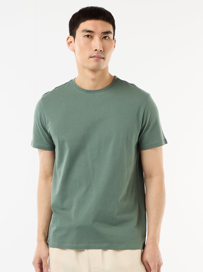 T-shirt direita em jersey lisa Verde - Kiabi