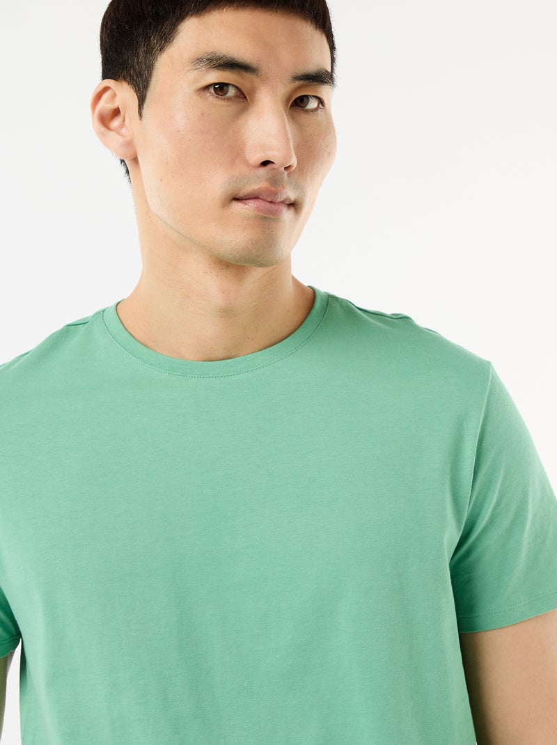 T-shirt direita em jersey lisa Verde - Kiabi