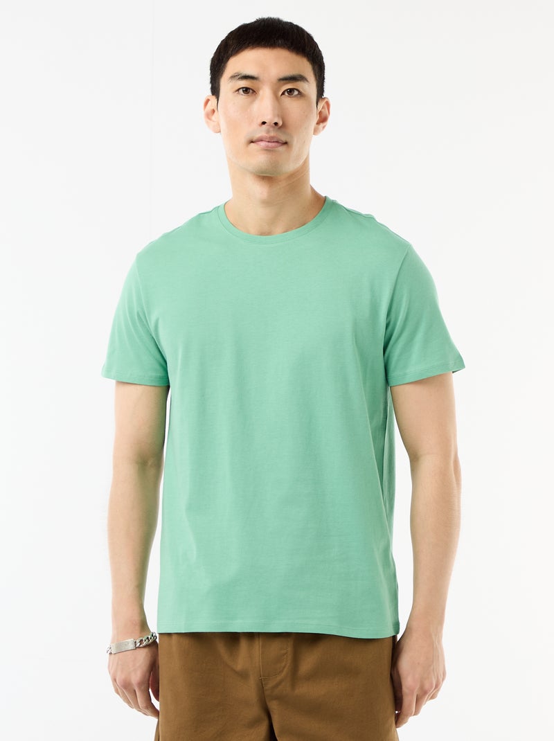 T-shirt direita em jersey lisa Verde - Kiabi