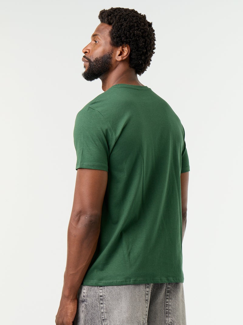 T-shirt direita em jersey lisa Verde - Kiabi