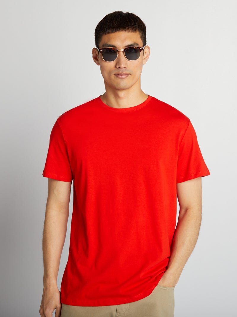 T-shirt direita em jersey lisa VERMELHO - Kiabi