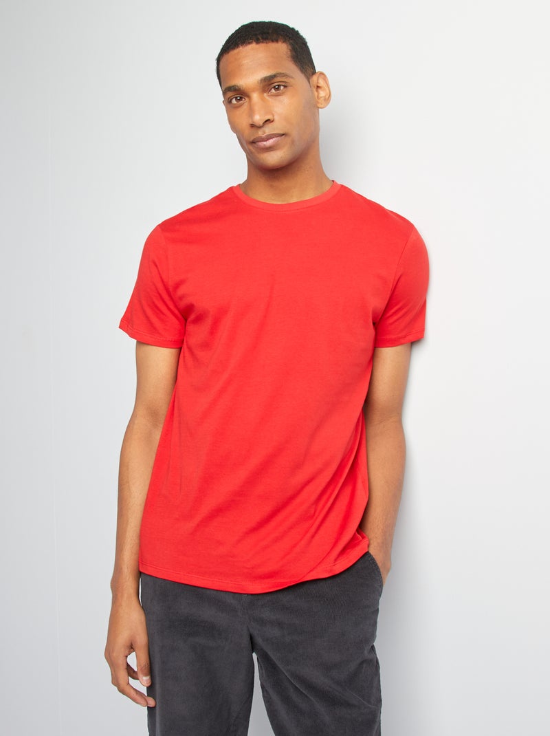 T-shirt direita em jersey lisa Vermelho - Kiabi