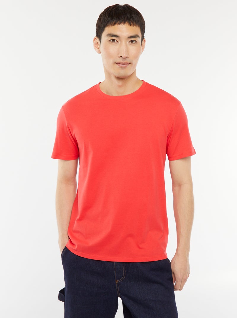T-shirt direita em jersey lisa Vermelho - Kiabi