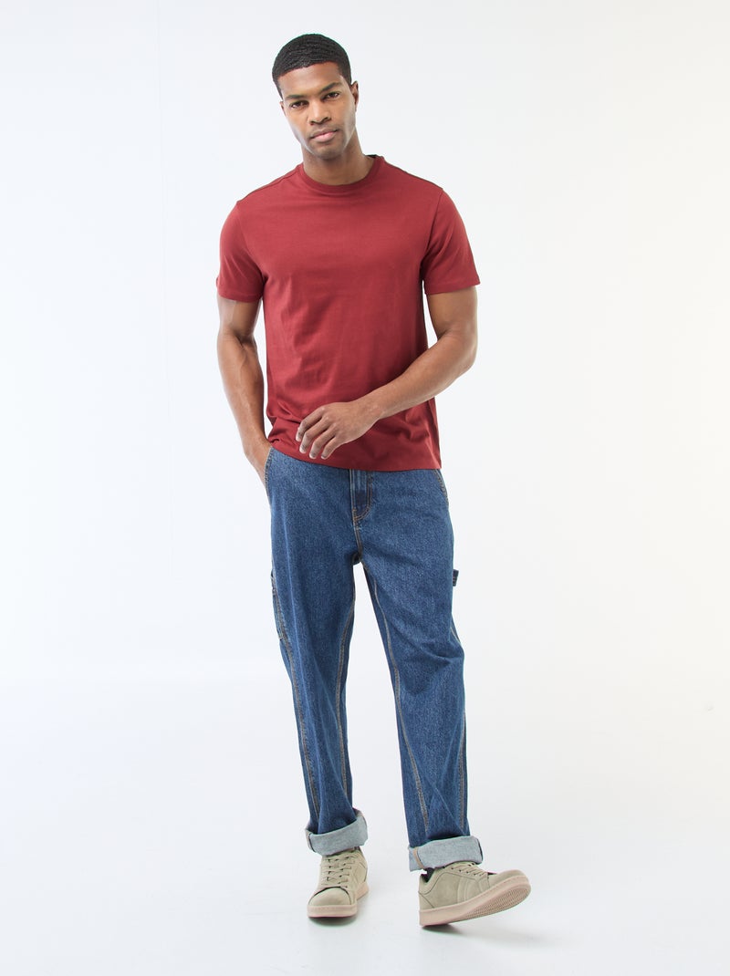 T-shirt direita em jersey lisa Vermelho - Kiabi