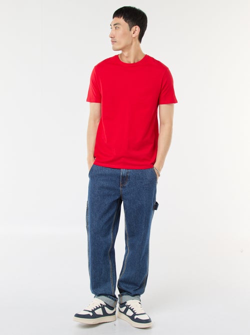 T-shirt direita em jersey lisa - Kiabi